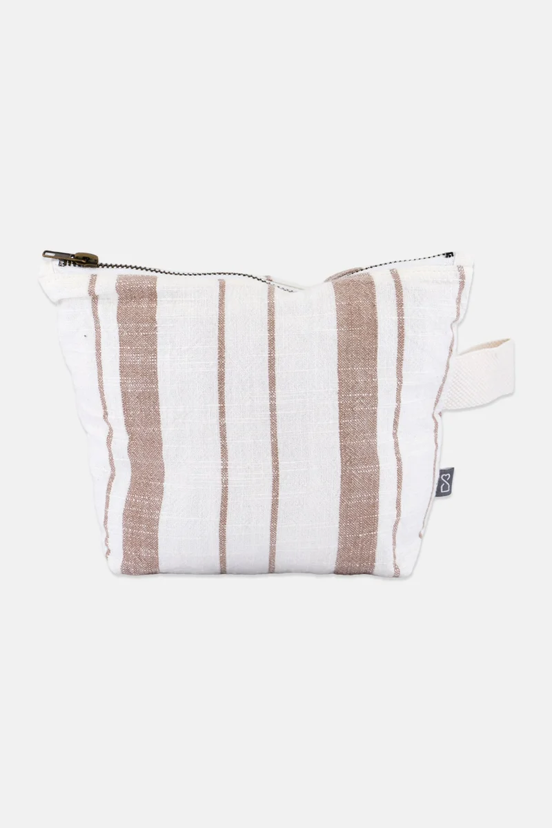 Muy Mucho Stripe Toiletry Bag 28 H x 18 L X 8 W cm, Off White Combo