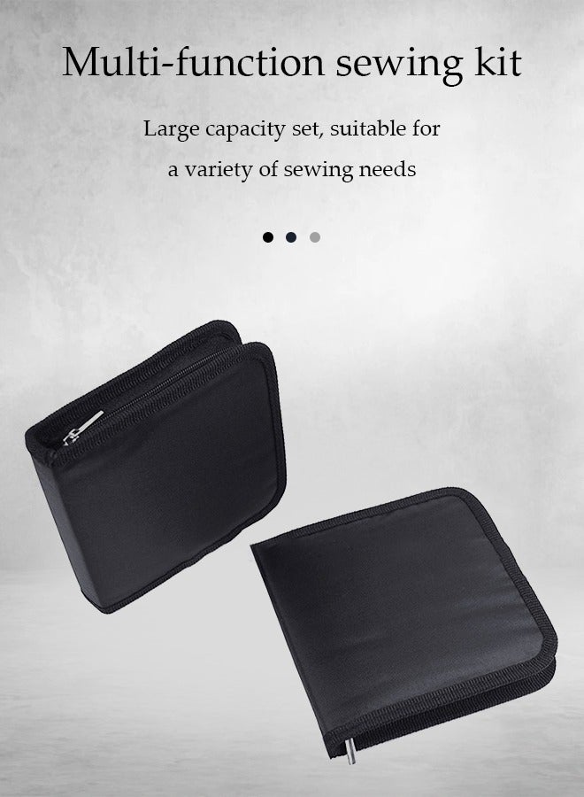 إسكدنيا طقم خياطة هدايا للجدة، الأم، الصديق، المسافر، البالغين، المبتدئين، الطوارئ، لوازم الخياطة مع مقص، إبر خياطة، ثُقْب، خيوط، شريط قياس إلخ (أسود) - Image 4