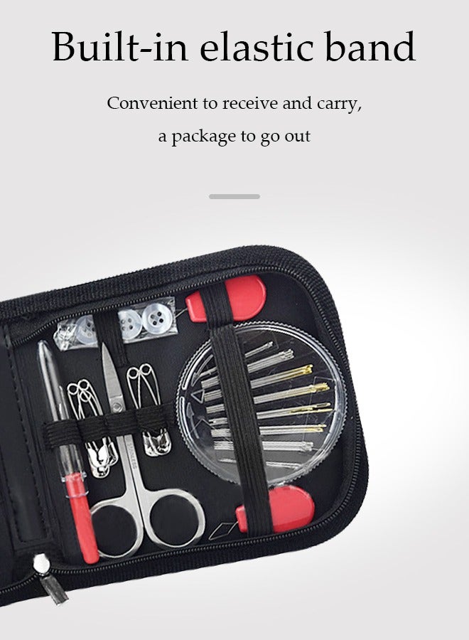 إسكدنيا طقم خياطة هدايا للجدة، الأم، الصديق، المسافر، البالغين، المبتدئين، الطوارئ، لوازم الخياطة مع مقص، إبر خياطة، ثُقْب، خيوط، شريط قياس إلخ (أسود) - Image 5