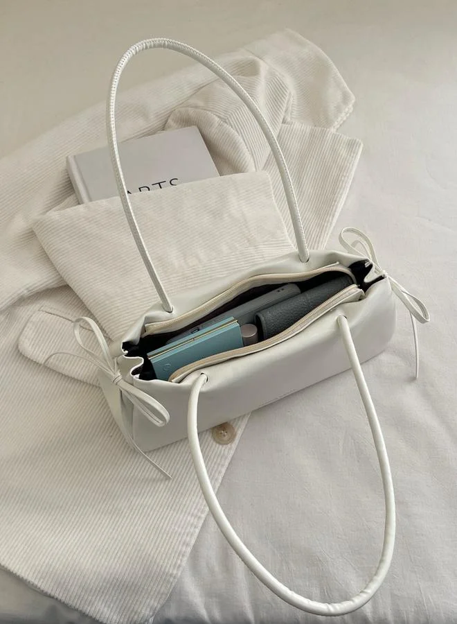 Take Two White Faux Leather Shoulder Bag