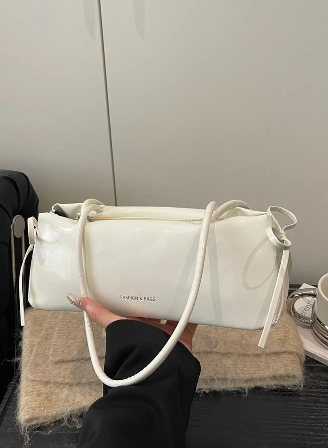 Take Two White Faux Leather Shoulder Bag