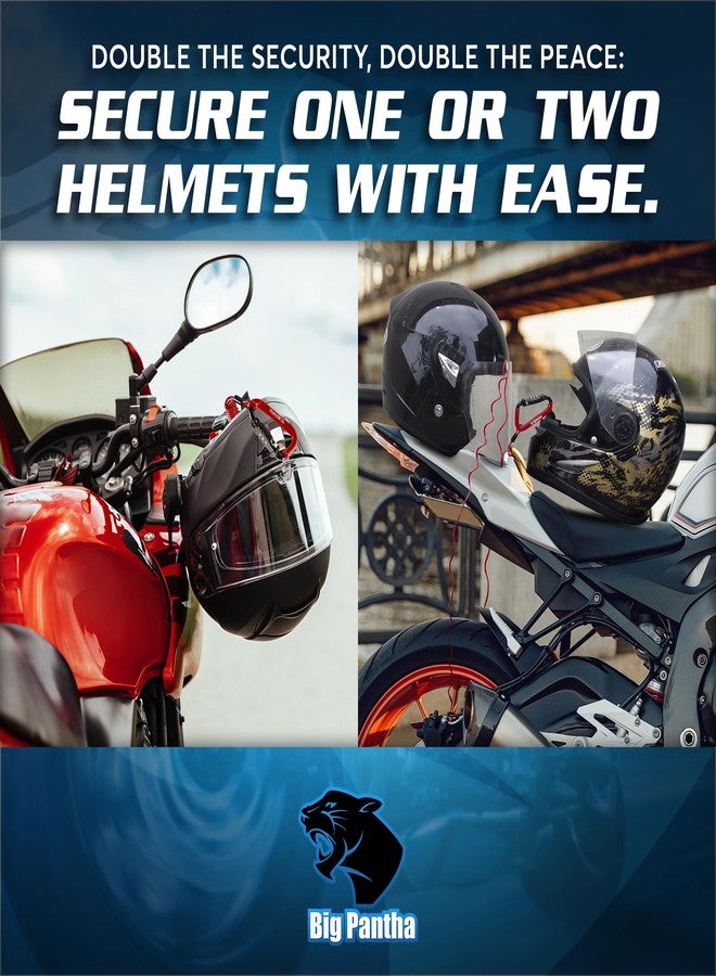 BigPantha Motorcycle Helmet Lock & Security Cable - Red Carabiner Combination Lock Secures Your Helmet, Jacket, Gloves, or Bag - Helmet Lock with Free Carry Pouch & a Small Flashlight - Image 2