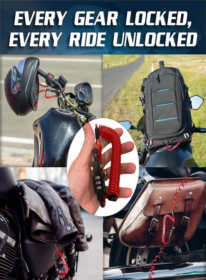 BigPantha Motorcycle Helmet Lock & Security Cable - Red Carabiner Combination Lock Secures Your Helmet, Jacket, Gloves, or Bag - Helmet Lock with Free Carry Pouch & a Small Flashlight - Image 4