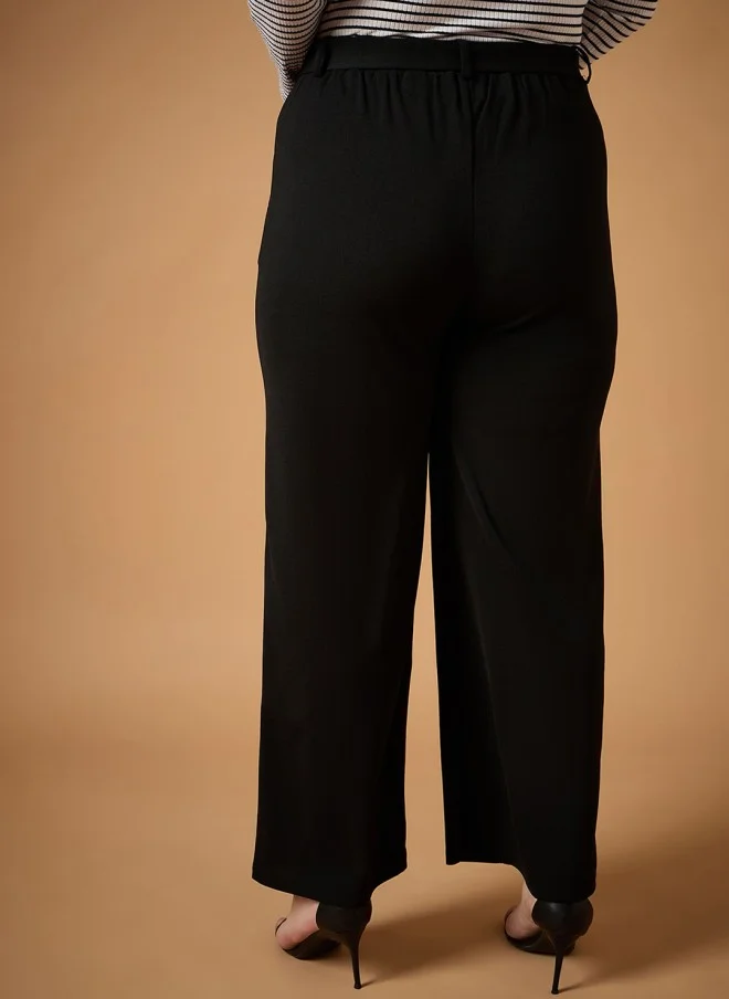 ساسافراس Black High-Rise Straight Fit Trousers for Women