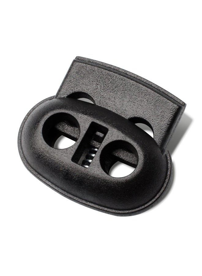 DYZD Plastic Cord Locks Spring Toggle Stopper Double Hole Cord Locks for Drawstring,Clothing, Shoelaces, Backpack, Lanyard(10PCS,Black) - Image 1