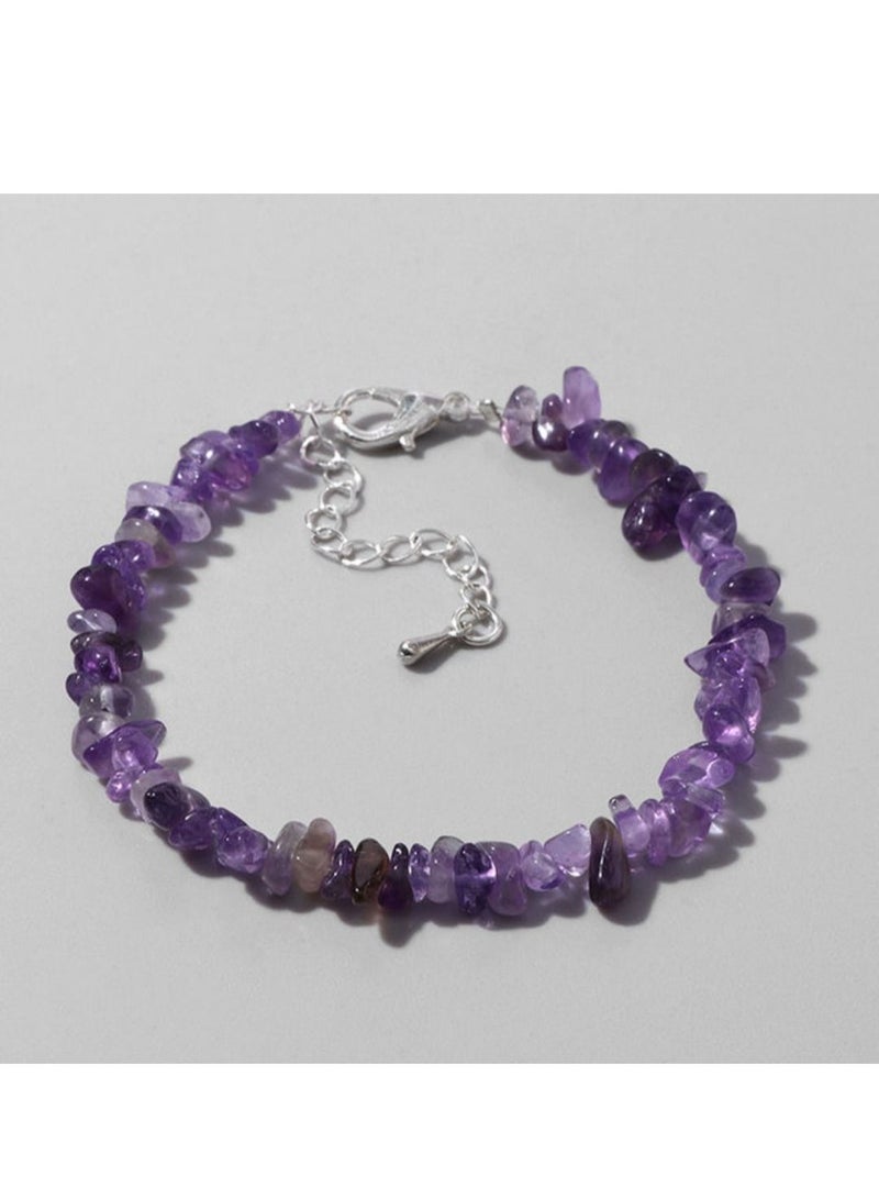 R&R Women's necklace and bracelets made of natural agate, amethyst and broken natural stone - Image 2