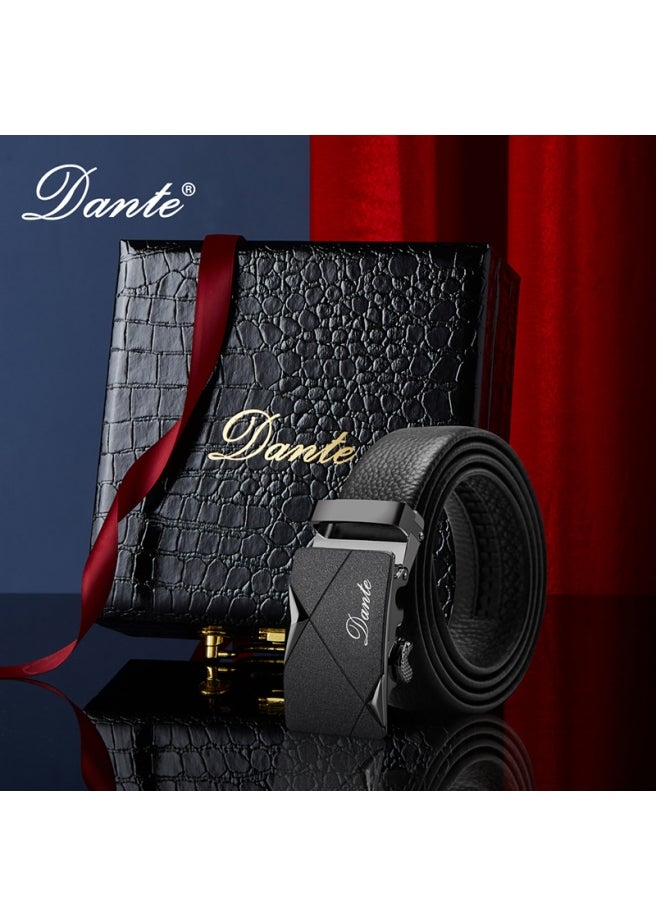 Men's Leather Belt Automatic Buckle High-End Leather Box Belt Gift.