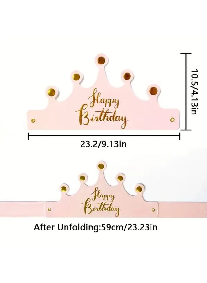 Pink Birthday Party Hats With Golden Lettering Individually Wrapped Disposable Paper Crowns - Image 5