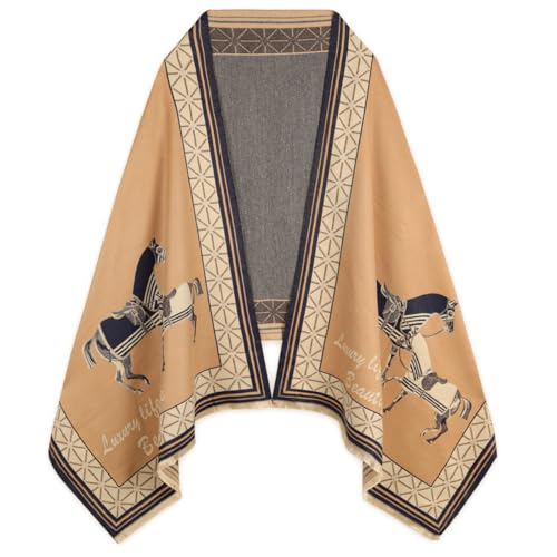 EXTREE Scarfs for Women Pashmina Silky Shawl Wrap for Evening Dressing Blanket Open Front Poncho Cape - Image 1