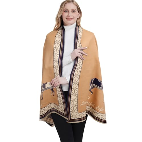 EXTREE Scarfs for Women Pashmina Silky Shawl Wrap for Evening Dressing Blanket Open Front Poncho Cape - Image 3