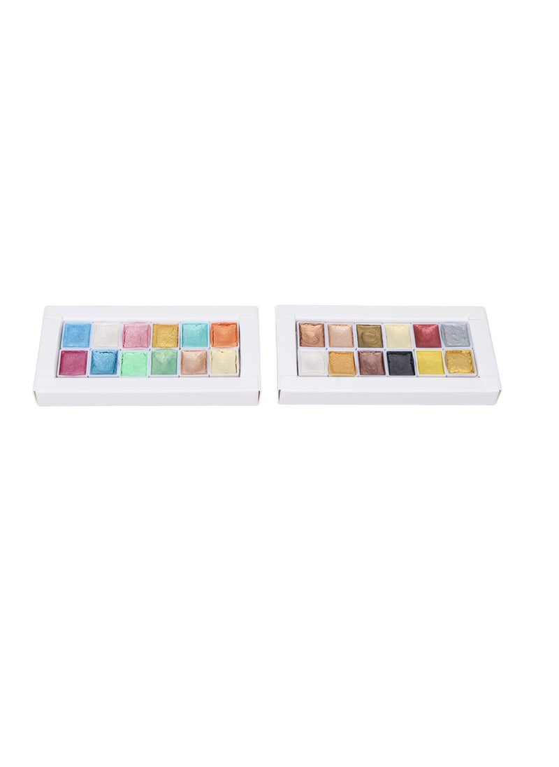 Velaurs Pearlescent Watercolor Solid Pigment Metallic Color + Macaron Color Two Boxes For Art Painting, Nail Art And Blooming  - Image 2