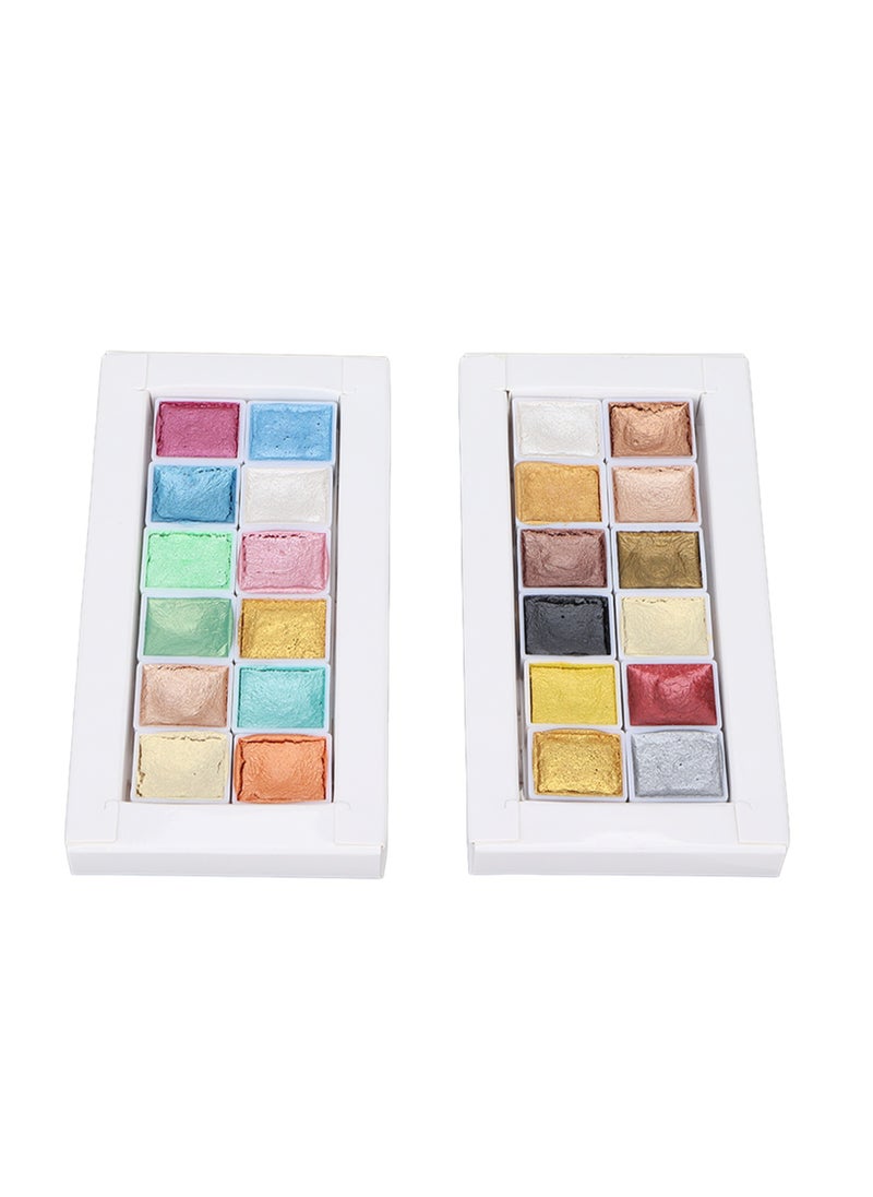 Velaurs Pearlescent Watercolor Solid Pigment Metallic Color + Macaron Color Two Boxes For Art Painting, Nail Art And Blooming  - Image 4