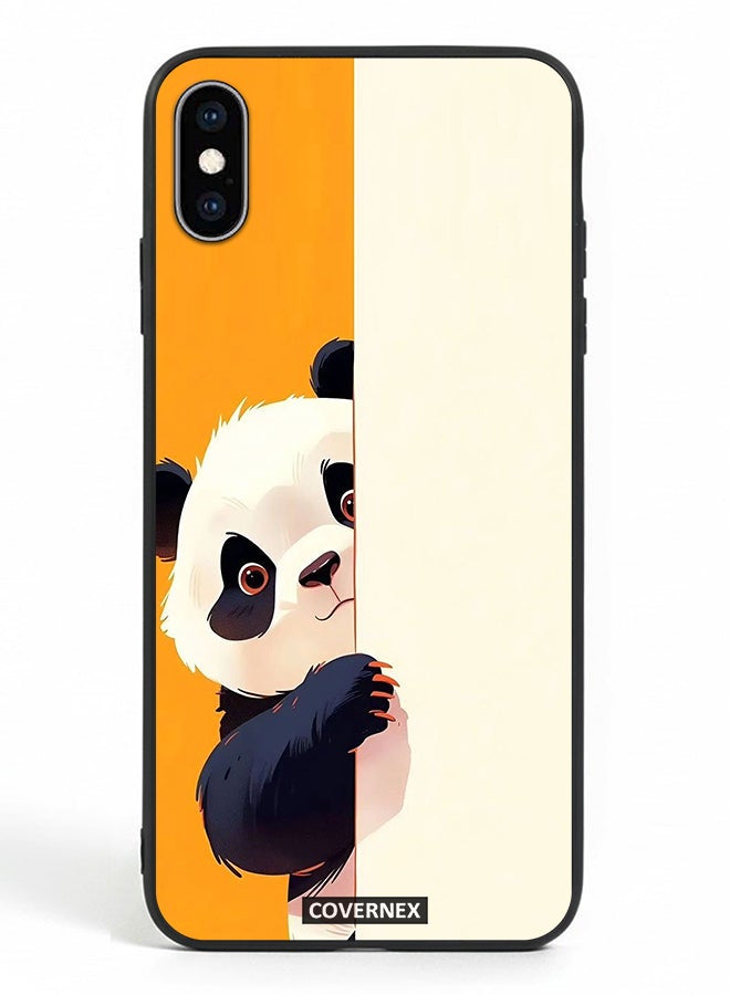 Covernex Apple iPhone Xs Protective Case Cover Printed Featuring Cute Peek Behind The Wall Illustration - Image 2