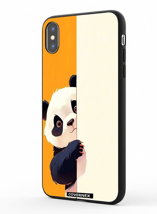 Covernex Apple iPhone Xs Protective Case Cover Printed Featuring Cute Peek Behind The Wall Illustration - Image 1