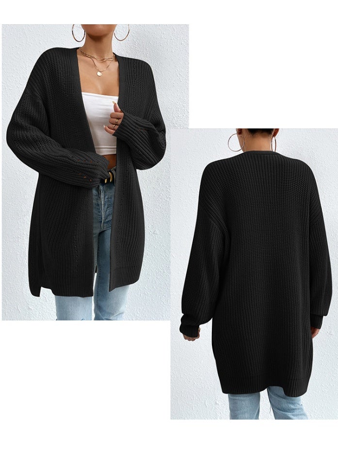 NIBEMINENT Autumn and Winter  Loose Mid-Length Sweater Cardigan Knitted Sweater - Image 2