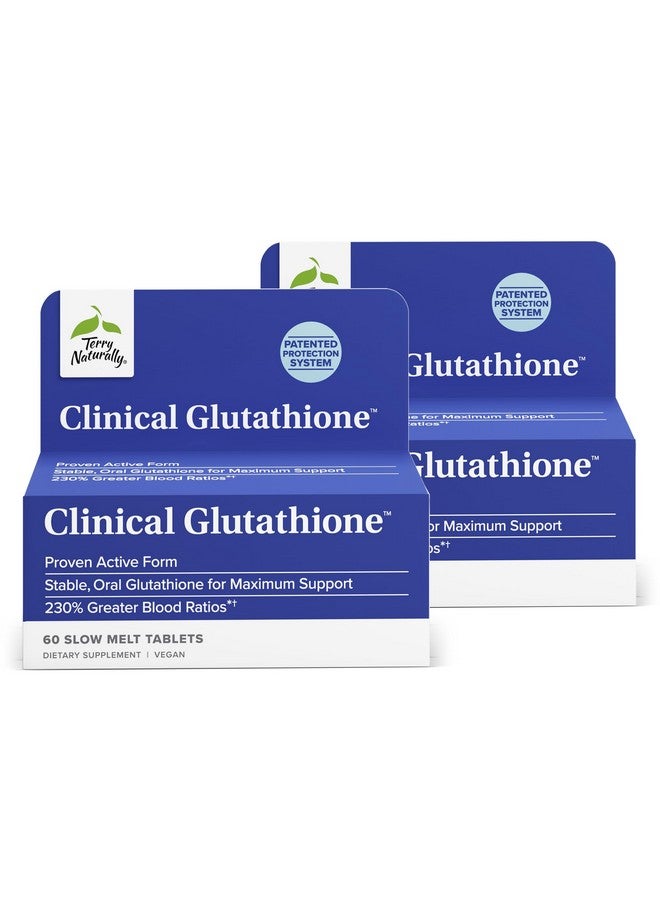 Terry Naturally تيري ناتشورالي كلينيكال غلوتاثيون - مكمل مضاد للأكسدة لامتصاص عالي - مكمل غذائي مع L-غلوتاثيون - مكمل نباتي لدعم صحة الخلايا - 60 قرص ذوبان بطيء (عبوة من 2) - Image 1