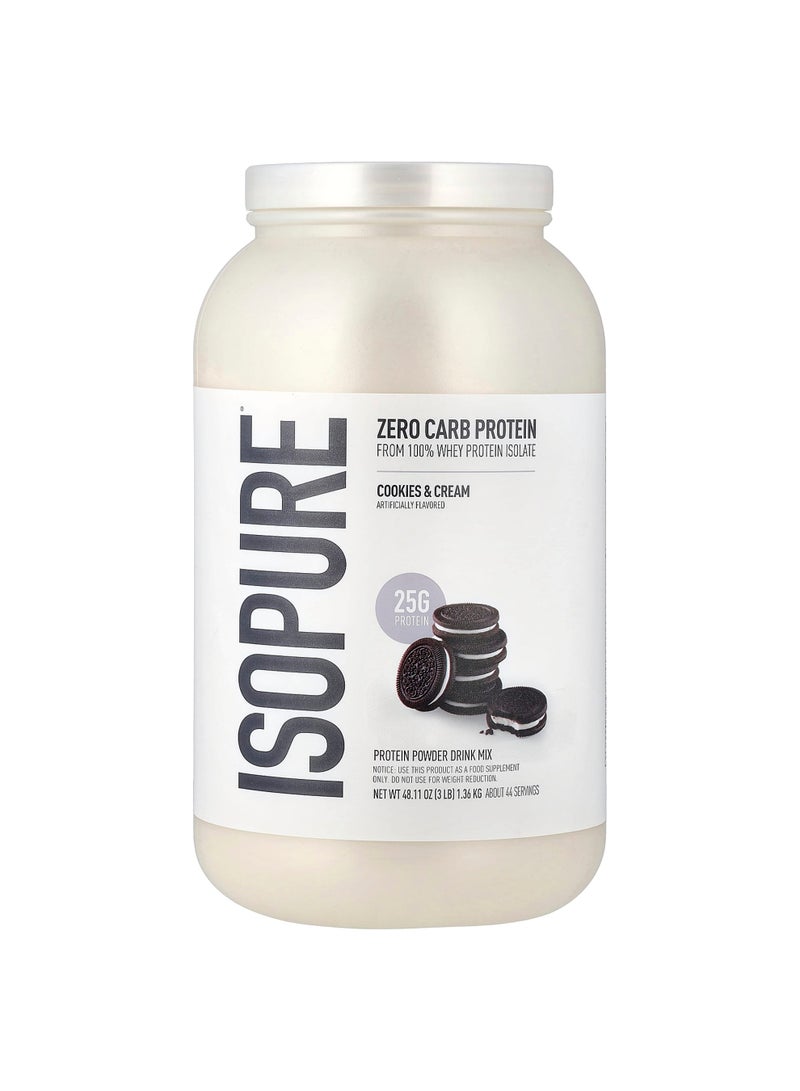 Zero Carb Protein Powder, Cookies & Cream, 3 lb (1.36 kg)