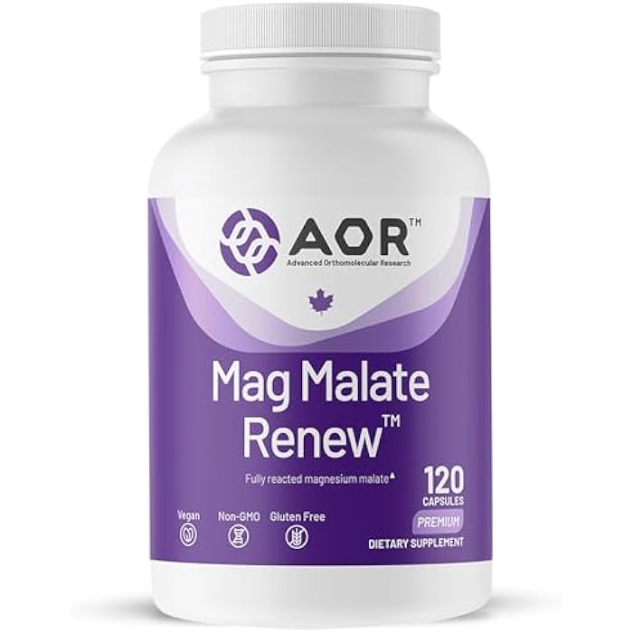 AOR Mag Malate Renew 120 Vegan Capsules, 40-120 Day Supply, Magnesium Malate with Malic Acid for Daily Wellness, Muscle Function & Relaxation Support - Image 1