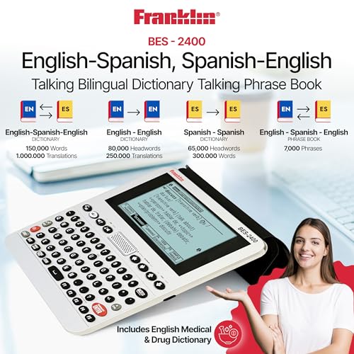 Franklin BES-2400 Talking Bilingual Dictionary English - Spanish and Spanish - English, Medical & Drug Dictionary, Talking Phrase Book & More - Image 2