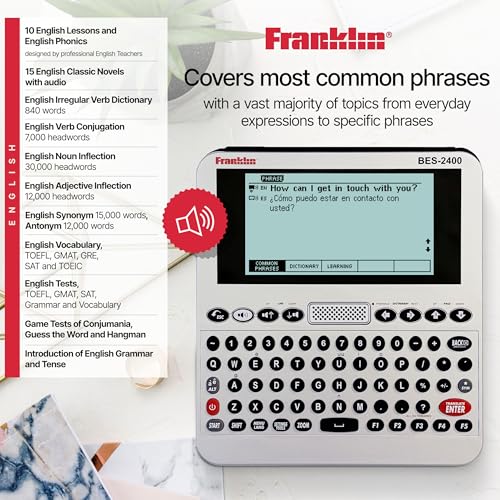 Franklin BES-2400 Talking Bilingual Dictionary English - Spanish and Spanish - English, Medical & Drug Dictionary, Talking Phrase Book & More - Image 4