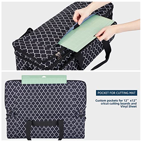 NICOGENA Double Layer Carrying Case with Mat Pocket for Cricut Maker 3, Explore 3, Multi Large Front Compartments for Tools, Accessories and Supplies, Lantern Black - Image 2