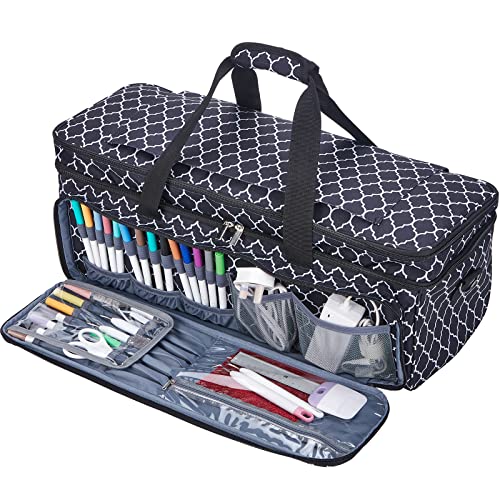 NICOGENA Double Layer Carrying Case with Mat Pocket for Cricut Maker 3, Explore 3, Multi Large Front Compartments for Tools, Accessories and Supplies, Lantern Black - Image 4