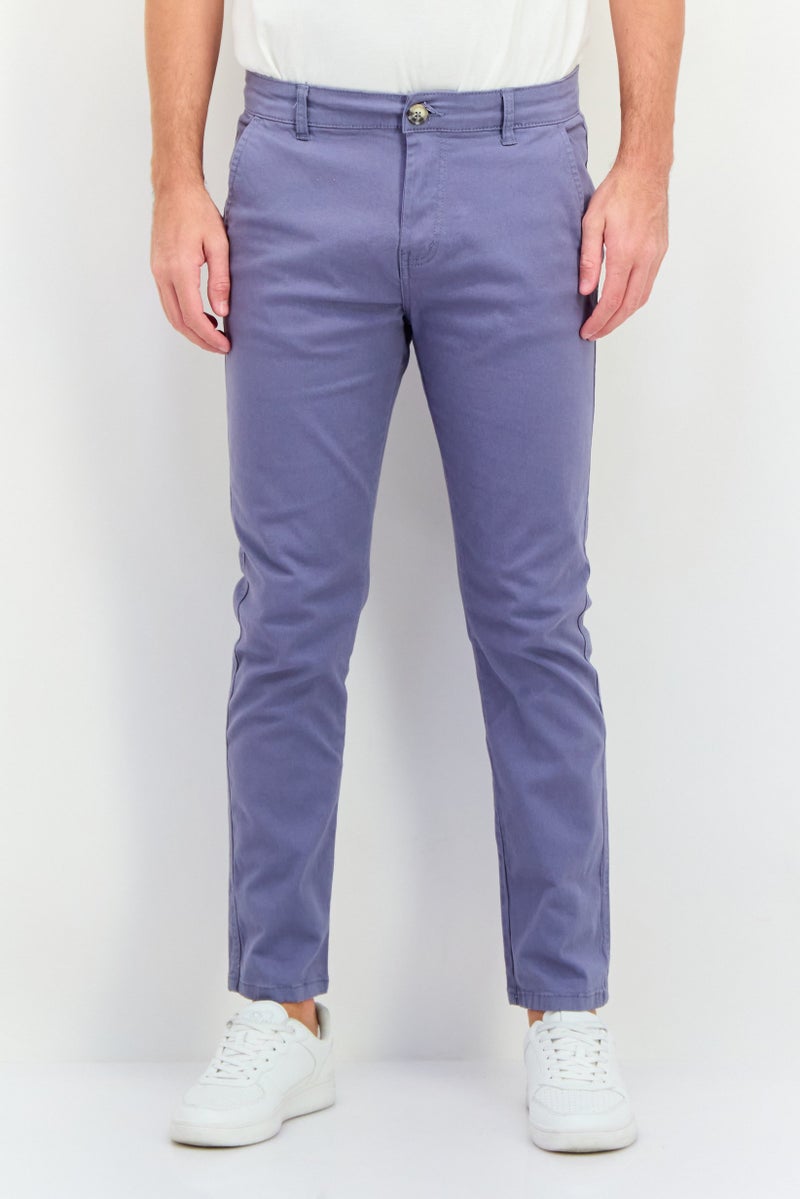 CROSSHATCH Men Slim Fit Plain Chino Pants, Pale Blue - Image 1