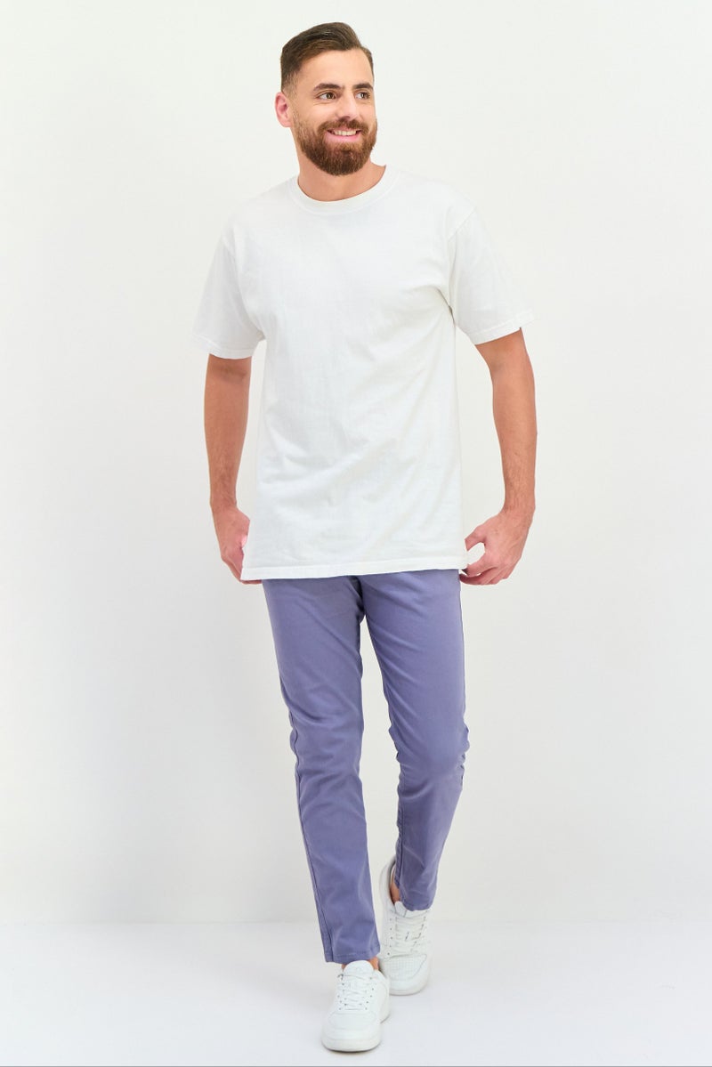 CROSSHATCH Men Slim Fit Plain Chino Pants, Pale Blue - Image 3