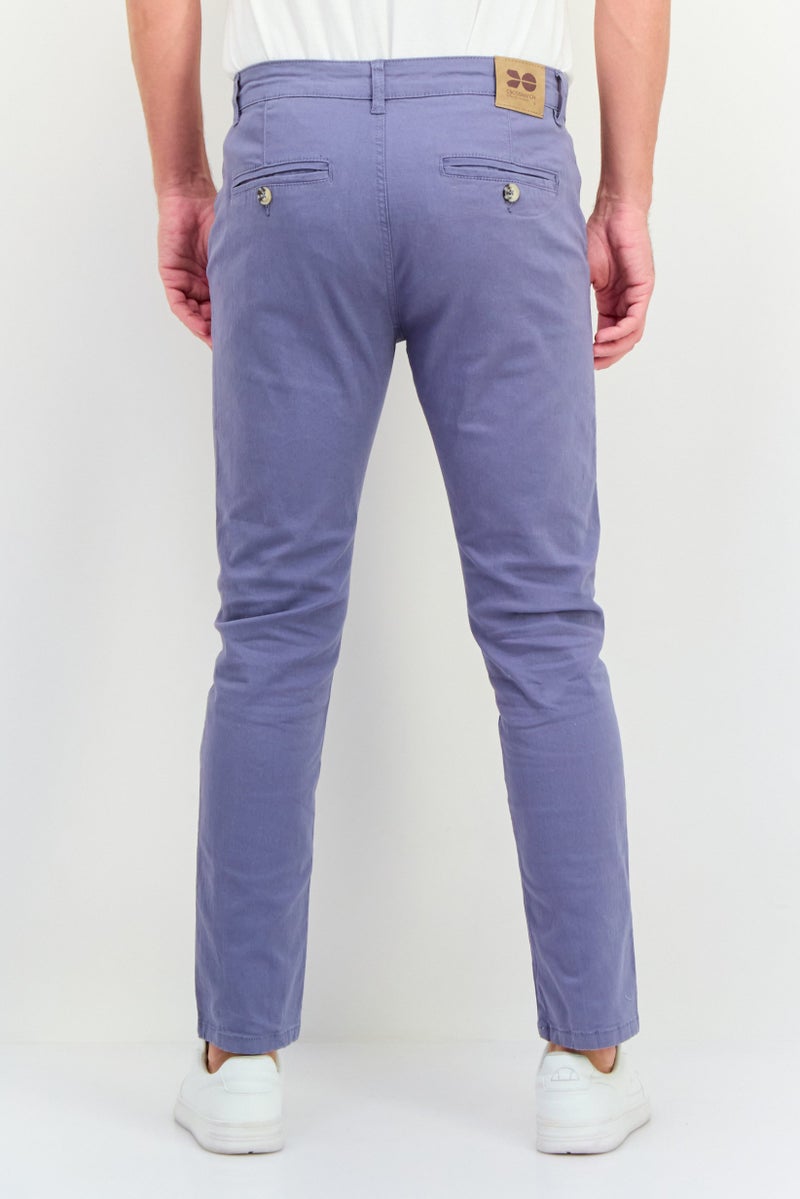 CROSSHATCH Men Slim Fit Plain Chino Pants, Pale Blue - Image 4