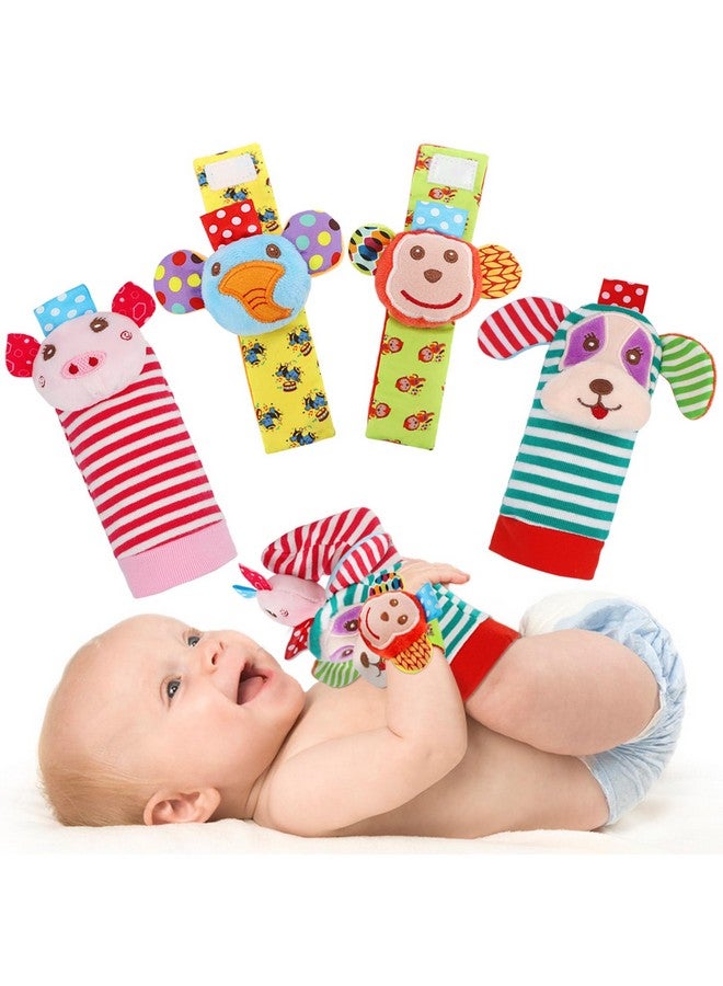 BLOOBLOOMAX Infant Rattle Socks Toys 0 to 36 Months, Baby Wrist Rattle Foot Finder Socks Set, Birthday Holiday Present for Newborn Boy Girl 0/3/4/6/7/8/9/12/18 Months Kids Toddler, Gift Box Package (4A-Red) - Image 1