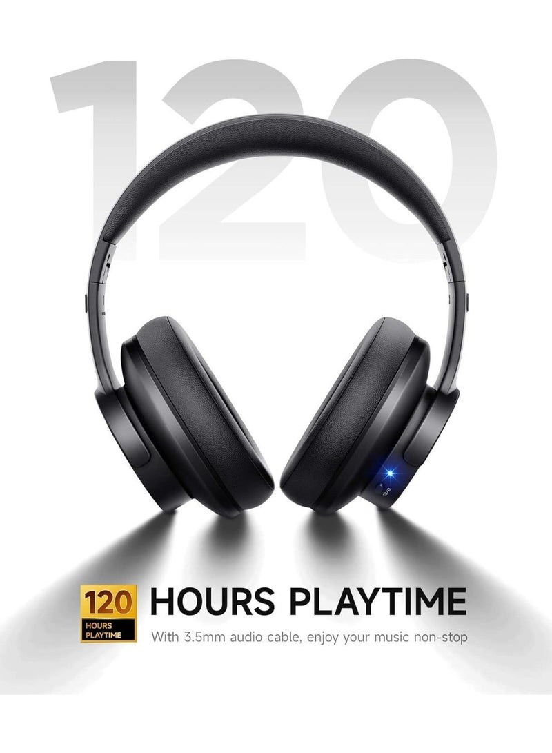 Picun B8 Bluetooth Headphones, 120H Playtime Headphone Wireless Bluetooth with 3 EQ Modes, Low Latency, Hands-Free Calls, Over Ear Headphones for Travel Home Office Cellphone PC Black1 - Image 5