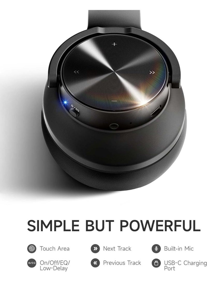 Picun B8 Bluetooth Headphones, 120H Playtime Headphone Wireless Bluetooth with 3 EQ Modes, Low Latency, Hands-Free Calls, Over Ear Headphones for Travel Home Office Cellphone PC Black1 - Image 3