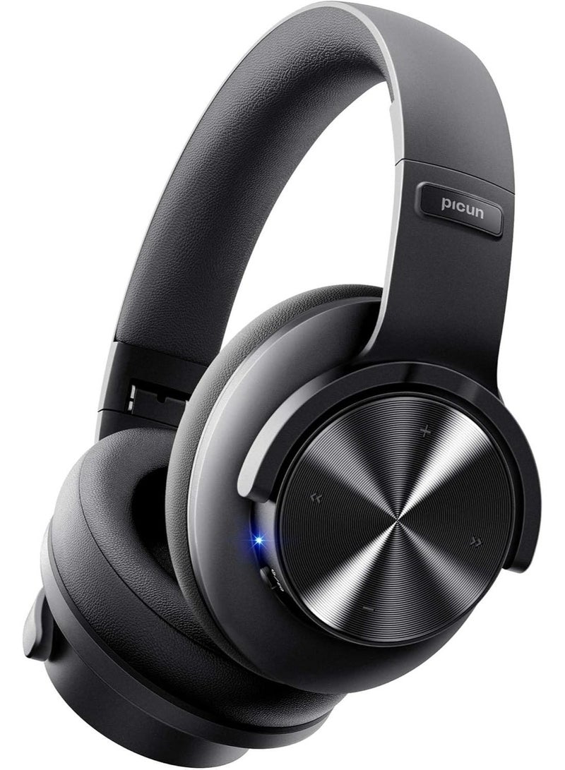 Picun B8 Bluetooth Headphones, 120H Playtime Headphone Wireless Bluetooth with 3 EQ Modes, Low Latency, Hands-Free Calls, Over Ear Headphones for Travel Home Office Cellphone PC Black1 - Image 1