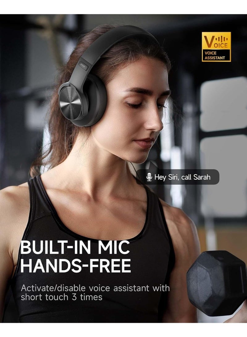 Picun B8 Bluetooth Headphones, 120H Playtime Headphone Wireless Bluetooth with 3 EQ Modes, Low Latency, Hands-Free Calls, Over Ear Headphones for Travel Home Office Cellphone PC Black1 - Image 2