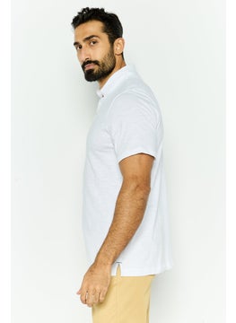 Project Essentials Men Regular Fit  Solid Short Sleeve Polo Shirt, White  - Image 3