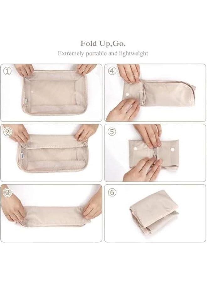 HOOKOR 8 Set Packing Cubes for Suitcases, Travel Luggage Packing Organizers with Laundry Bag, Compression Storage Shoe Bag, Clothing Underwear Bag, for Man & Women (Beige)  - Image 4