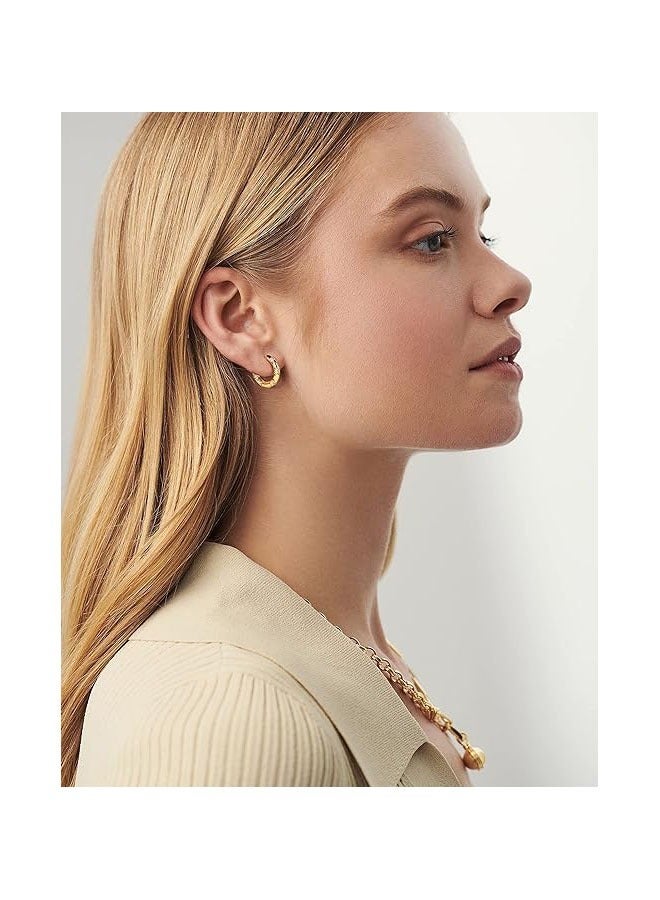 Mevecco Women Huggie Earrings Gold Hoop 14K Gold Filled Small Simple Handmade Hypoallergenic Everyday Jewelry - Image 2