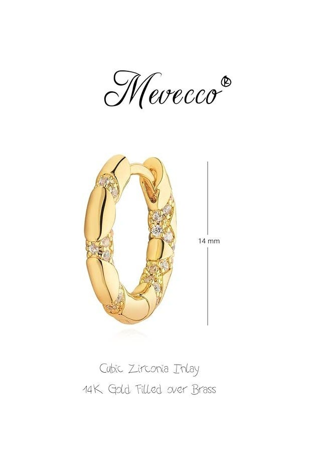 Mevecco Women Huggie Earrings Gold Hoop 14K Gold Filled Small Simple Handmade Hypoallergenic Everyday Jewelry - Image 4
