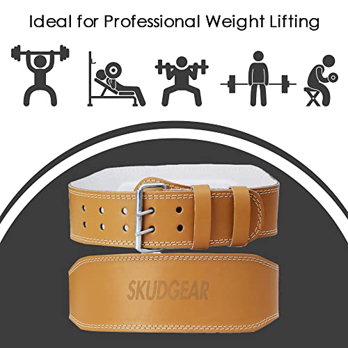 Skudgear Leather Weight Lifting Belt Unisex Comfortable & Adjustable Gym Back Support for Heavy Lifting - Image 5