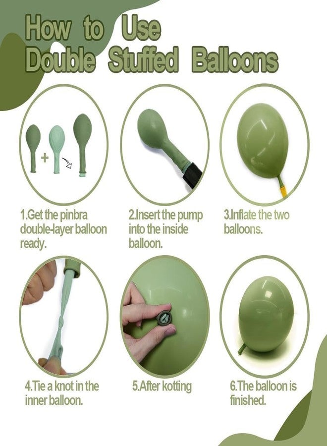 Pinbra قوس بالونات أخضر وأبيض مزدوج الحشو، بالونات بلون أخضر فاتح وذهبي وأبيض لؤلؤي، بالونات لاتكس بألوان باستيل ترابية وكريمية ورملية، مثالية لتزيين حفلات الكريسماس ورأس السنة وحفلات استقبال المولود وأعياد الميلاد والخطوبة. - Image 4