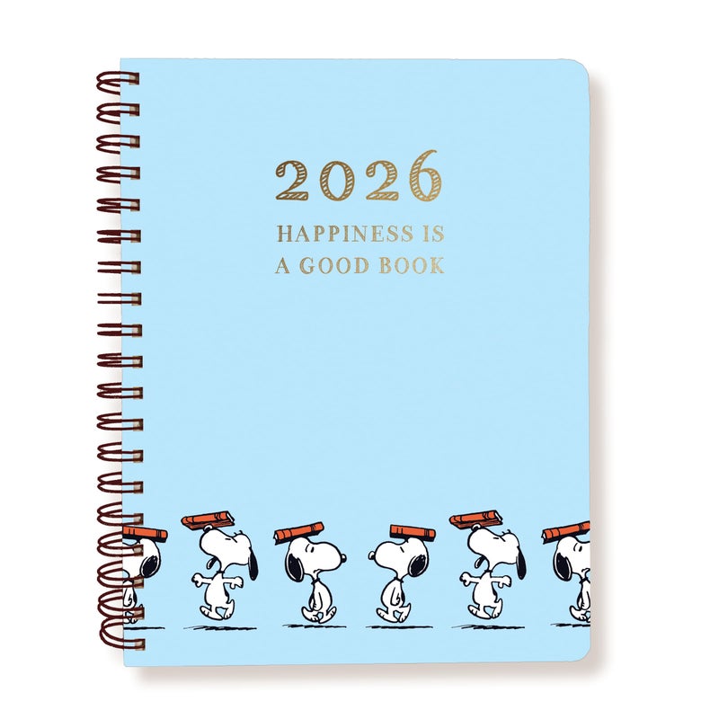 Graphique 2026 Spiral Vegan Leather Planner | 18 Month Organizer July 2025 - Dec. 2026 | Weekly & Monthly Spreads | To-Do & Note List | Reminder Stickers | Peanuts - Happiness Is | 8 x 10 - Image 1