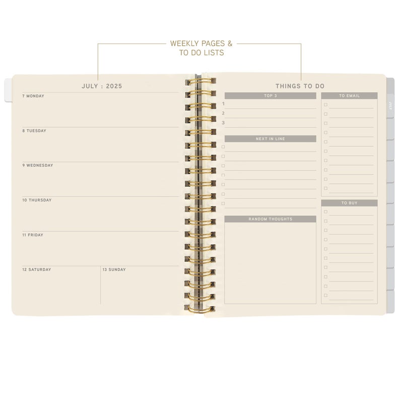 Graphique 2026 Spiral Vegan Leather Planner | 18 Month Organizer July 2025 - Dec. 2026 | Weekly & Monthly Spreads | To-Do & Note List | Reminder Stickers | Peanuts - Happiness Is | 8 x 10 - Image 2