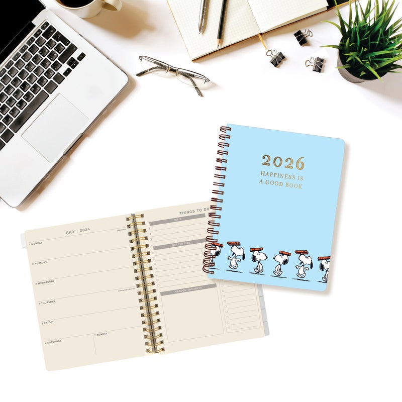 Graphique 2026 Spiral Vegan Leather Planner | 18 Month Organizer July 2025 - Dec. 2026 | Weekly & Monthly Spreads | To-Do & Note List | Reminder Stickers | Peanuts - Happiness Is | 8 x 10 - Image 5