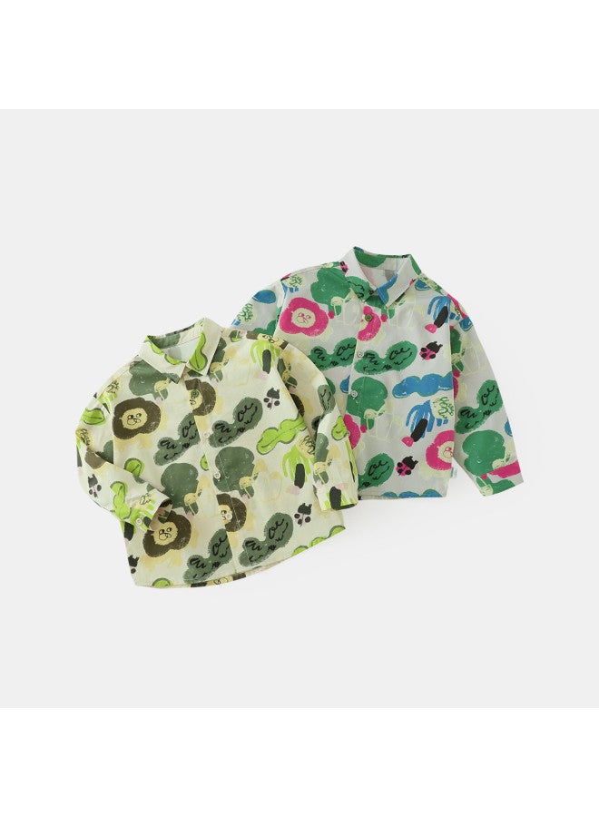Limited Stock] Boys' Spring And Autumn Shirts Children's Floral Shirts Baby Stylish Trendy Jackets Fashionable And Chic - Image 5