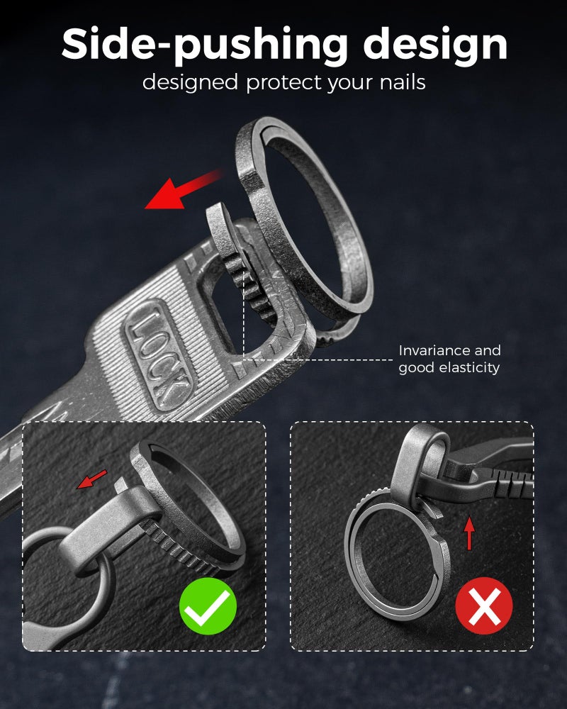 FEGVE Titanium Mini Key Chain Ring with 3 0.86in Titanium Side-Pushing Designed Keychain Rings for Men Women - Image 5