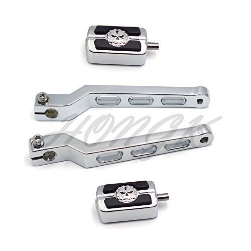 HONGK- Chrome Aluminum Heel/Toe Shift Levers with Skull Shifter Pegs Compatible with H-D Heritage Softail FLST 1986-later [B07FDKPVMN] - Image 3