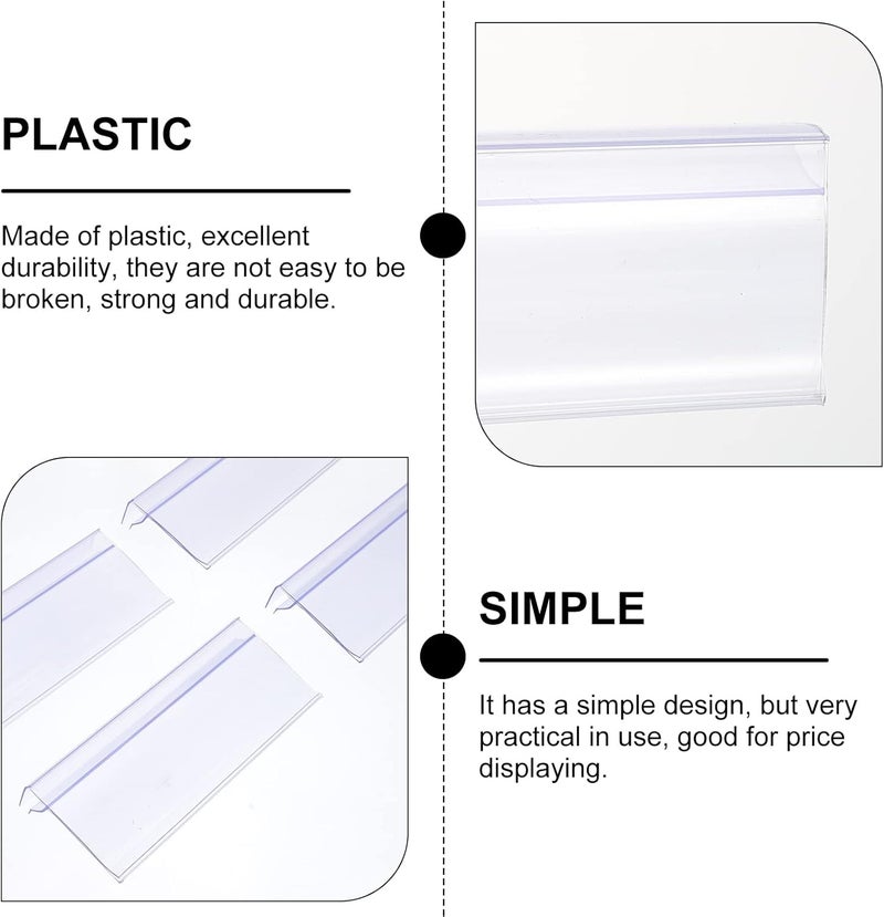 كلاراكو رف عرض علامات بلاستيكية من كلاركو، 10 قطع، ملصق شفاف، مشبك، لافتة متجر بيع بالتجزئة، رف عرض زجاجي بلاستيكي، حامل عرض لبطاقة السعر - Image 5