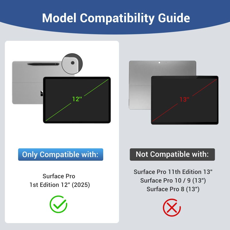 CoBak حافظة CoBak لجهاز Microsoft Surface Pro 12" (2025)، غطاء أعمال فاخر مع حامل بزاوية متعددة، حامل قلم مدمج، دعم لوحة المفاتيح ومنظم مدمج - مصمم للمهنيين، أسود - Image 2