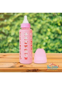 The Little Lookers High Borosilicate Glass Feeding Bottle For Baby Feeder For Newborn ; Super Soft Flow Control & Anti Colic Nipple For Infants Toddlerspink & Blue (240Ml)  - Image 4