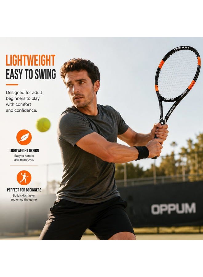 OPPUM 27 inch Pro Tennis Racket for Adults Student Women and Men Rackets Training Tennis Racquet,Super Lightweight Easy Control Racket with Carry Bag (SPEED-80 (White+Black)) - Image 5